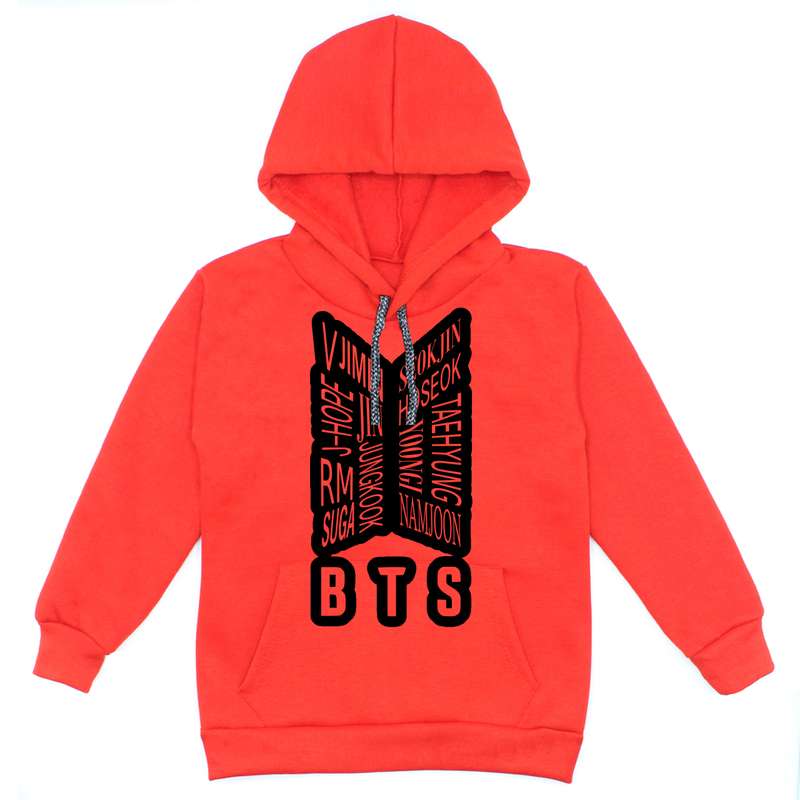 هودی پسرانه مدل A74 BTS رنگ قرمز