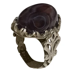 انگشتر نقره مردانه مدل عقیق حجرالاسود AH2212