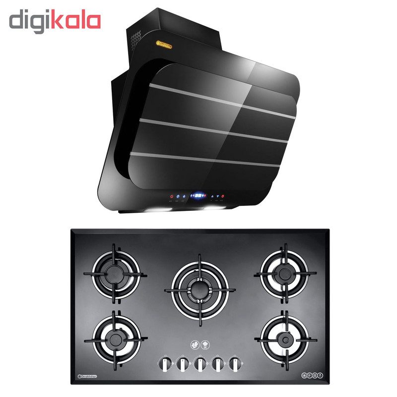 هود و اجاق گاز صفحه ای درخشان مدل پارالل مشکی G603