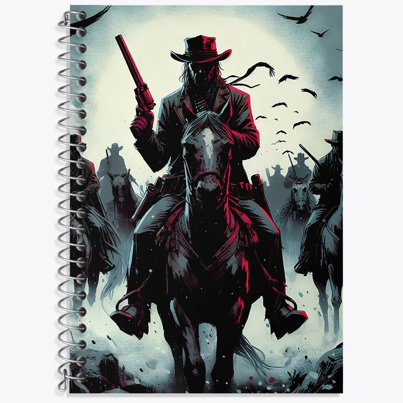 دفتر زبان 50 برگ خندالو مدل دو خط طرح رد دد (Red Dead) کد N4959