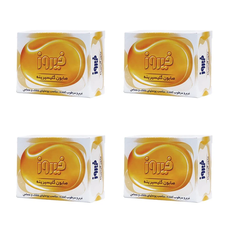 صابون شستشو فیروز مدل گلیسیرینه وزن 100 گرم مجموعه 4 عددی