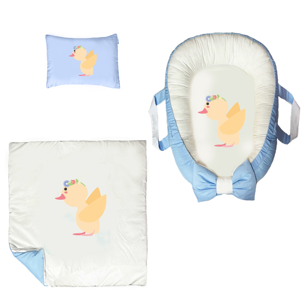 سرویس خواب سه تکه نوزاد مدل گارد محافظ دار طرح جوجه کد 011