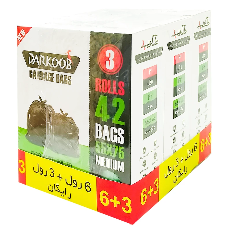 کیسه زباله دارکوب مدل DAR_ZBOXsabz-SMAL42 سه بسته 42 عددی