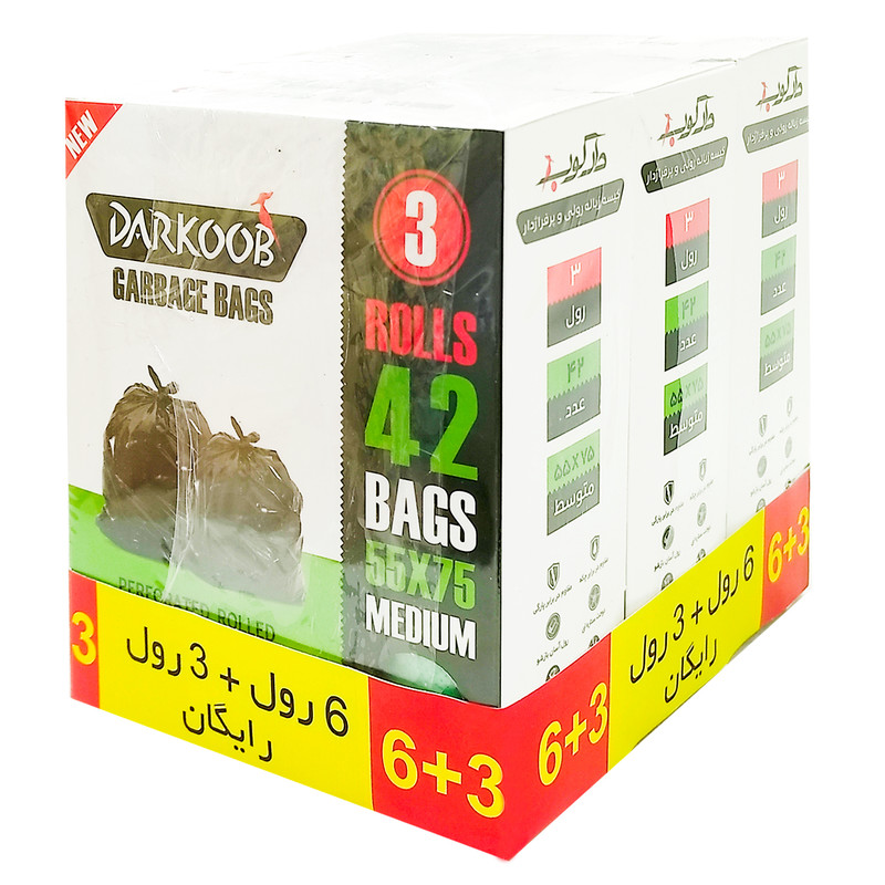 کیسه زباله دارکوب مدل DAR_ZBOXsabz-SMAL42 سه بسته 42 عددی