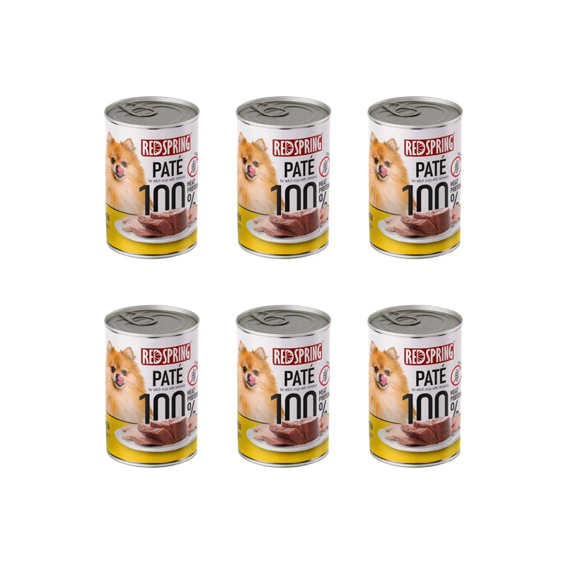 کنسرو غذای سگ بالغ رداسپرینگ مدل Dog Chicken Pate طعم مرغ خالص وزن 400 گرم بسته 6 عددی