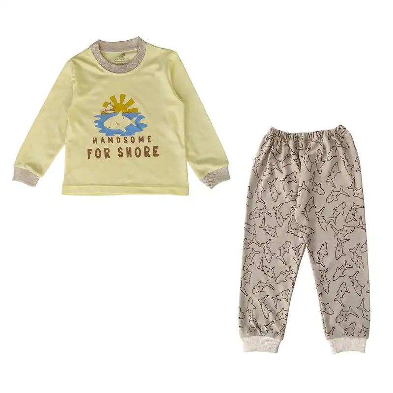 ست تی شرت و شلوار بچگانه سپیدپوش مدل کوسه