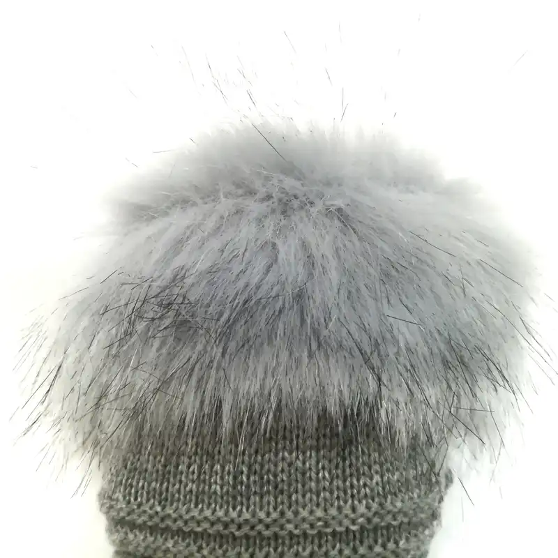 دستکش بافتنی زنانه مدل خزدار رنگ طوسی