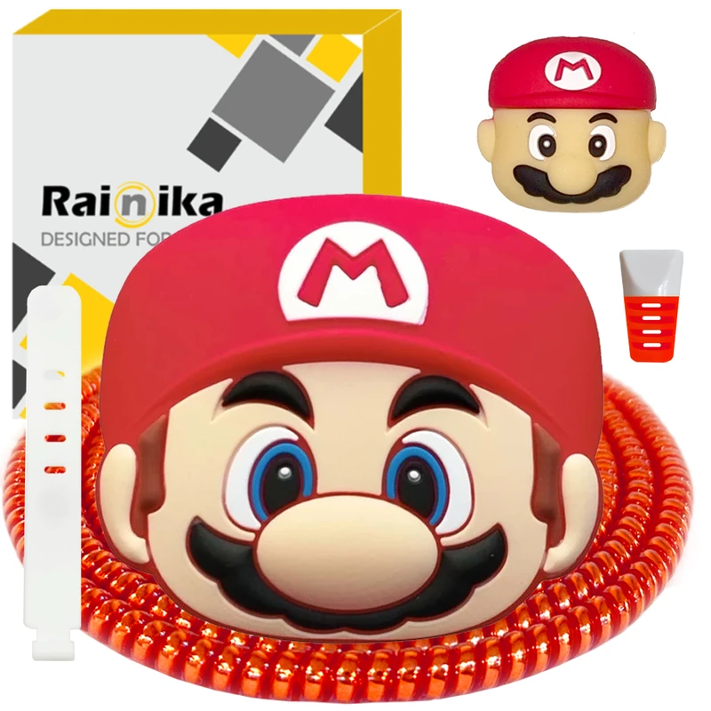محافظ کابل شارژر دیواری رینیکا مدل Super Mario B/A مناسب برای شارژر اپل 20 وات b/a مجموعه 5 عددی