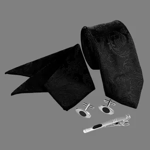 ست کراوات و دستمال جیب و دکمه سردست و گیره کراوات مردانه مدل 560