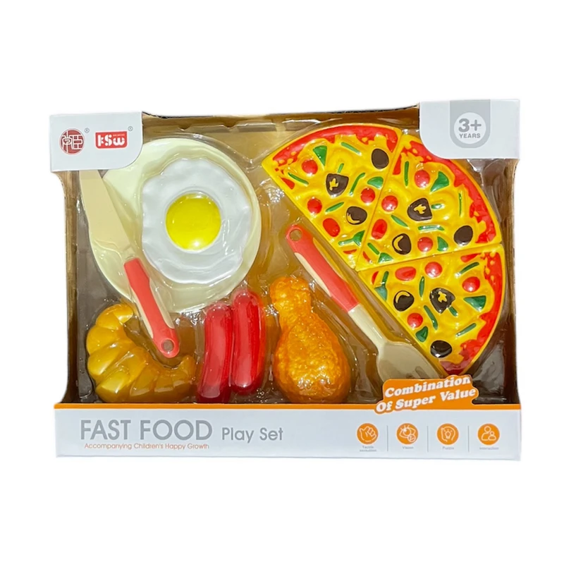 ست اسباب بازی فست فود مدل پیتزا کد 02819 مجموعه 11 عددی
