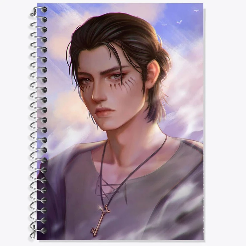 دفتر زبان 50 برگ خندالو مدل دو خط طرح ارن یگر انیمه اتک آن تایتان Attack on Titan کد 11020