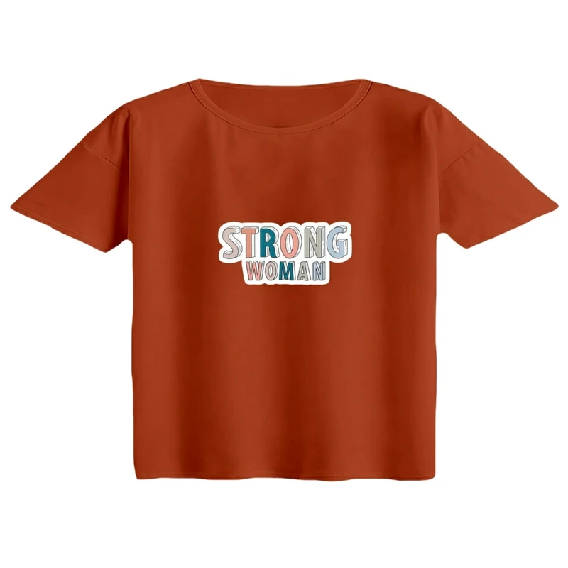 کراپ تی‌شرت آستین کوتاه زنانه مدل تکست کد 03