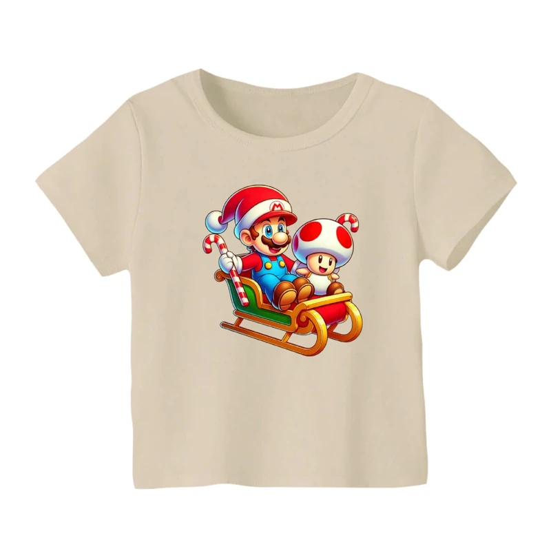 تی شرت آستین کوتاه بچگانه مدل ماریو کریسمس