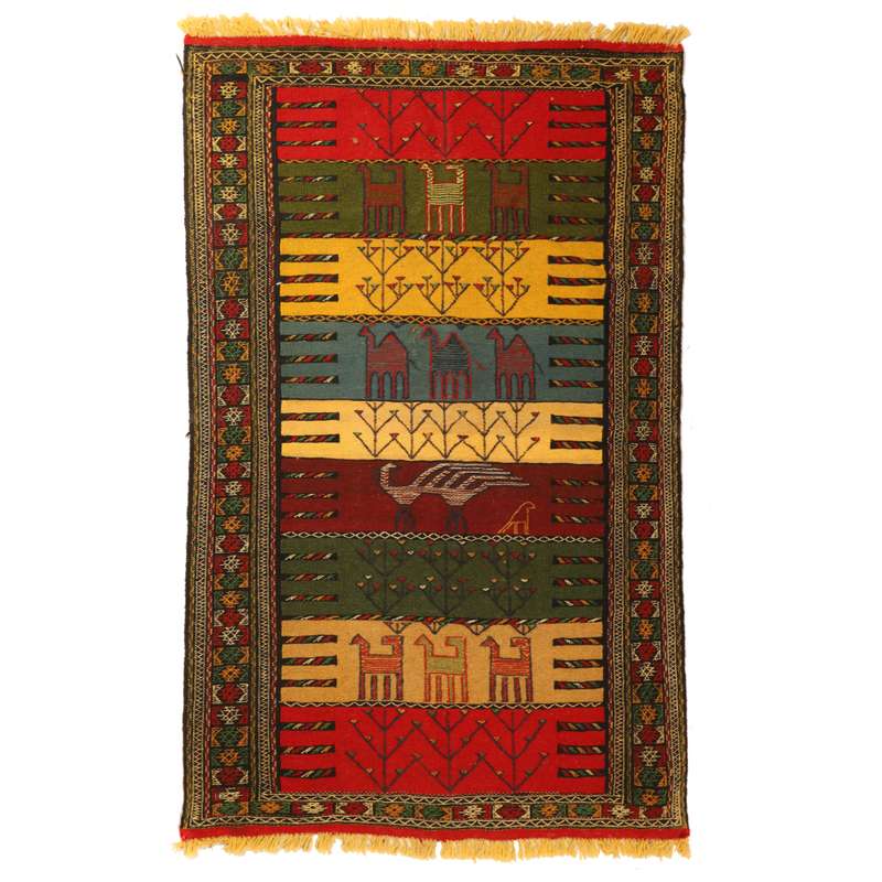 گلیم دستبافت دو متری مدل تمام بافت خراسان کد 410323