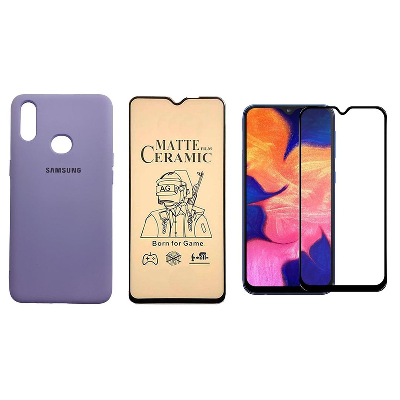 کاور مدل سیلیکونی مناسب برای گوشی موبایل سامسونگ Galaxy A10s به همراه محافظ صفحه نمایش مجموعه 2 عددی
