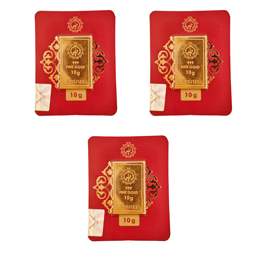 شمش طلا 24 عیار مدوپد مدل اقلیما کد eg10-3 بسته 3 عددی