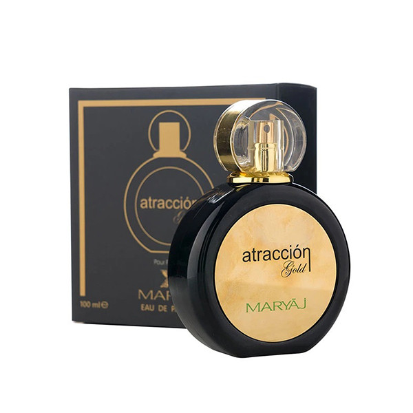 ادوپرفیوم زنانه ماریاژ مدل atraccion gold  با رایحه شیرین حجم 100 میلی‌لیتر و عطر جیبی زنانه صندل مدل گود گرل  با ایحه شیرین حجم 25 میلی لیتر