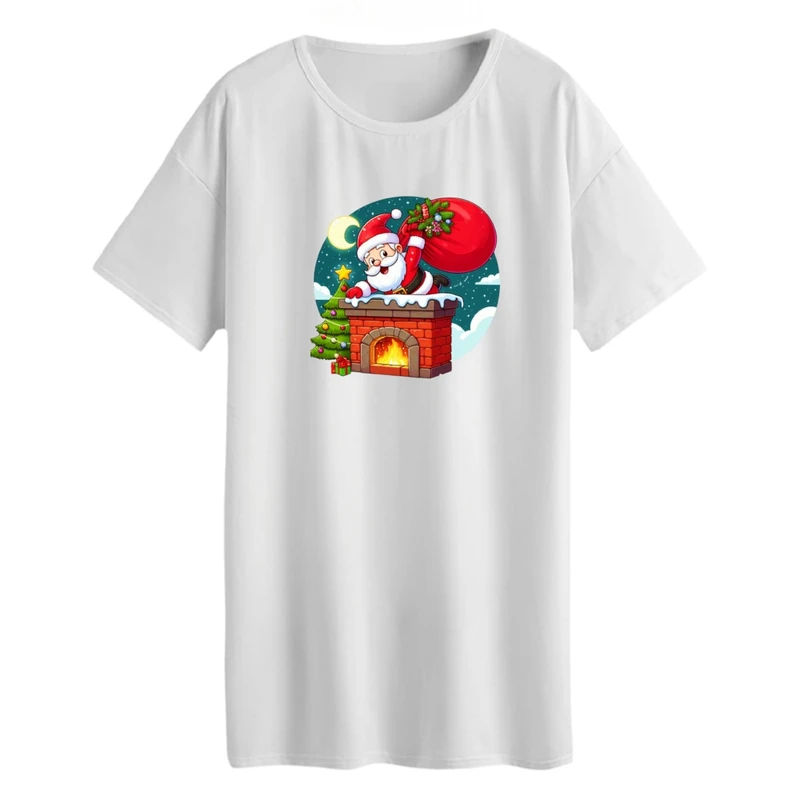 تی شرت لانگ زنانه مدل کریسمس کد 02