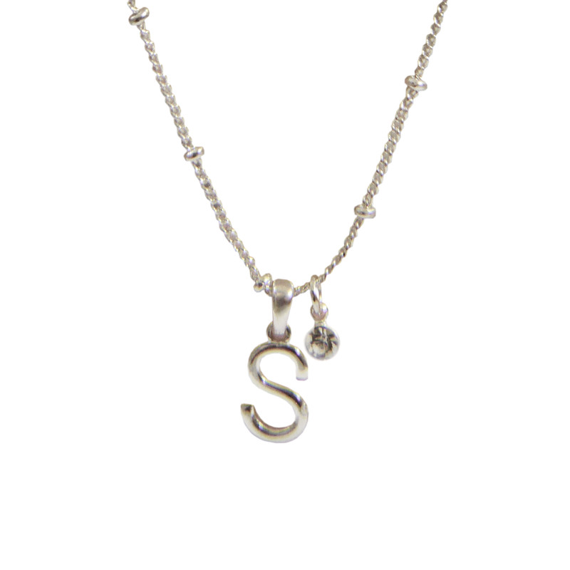 گردنبند زنانه مدل حروف S نگین دار کد BD46
