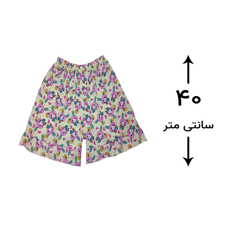 ست تاپ و شلوارک زنانه مدل خرگوشی رنگ کرم