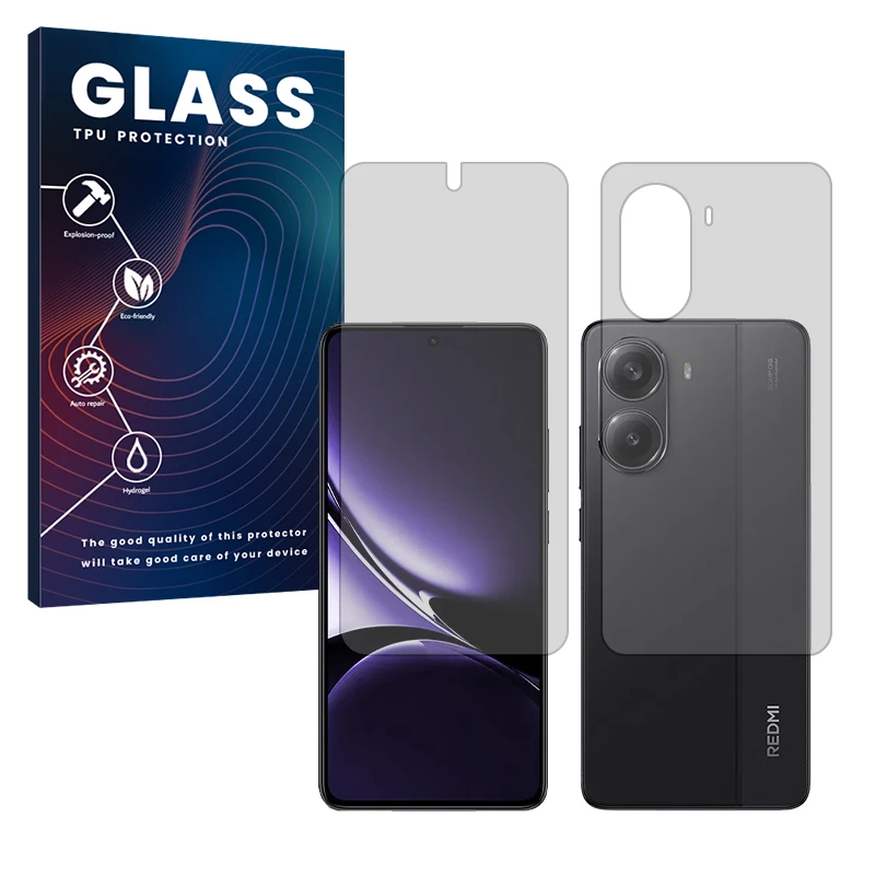 محافظ صفحه نمایش مات گلس مدل هیدروژلی مناسب برای گوشی موبایل شیائومی Redmi Turbo 4 به همراه محافظ پشت گوشی