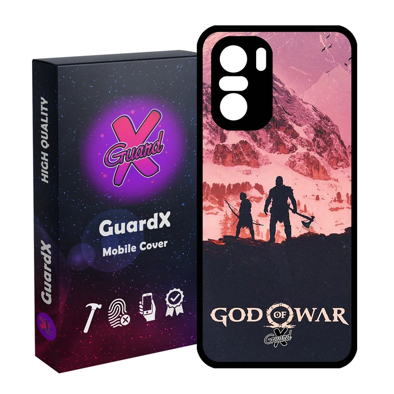 کاور گارد ایکس طرح God of War مدل Glass10075 مناسب برای گوشی موبایل شیائومی Poco F3/MI 11X/MI 11X Pro/Redmi K40/K40 Pro
