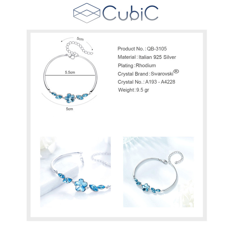 دستبند نقره زنانه کوبیک مدل QN-3105 دستبند نقره زنانه کوبیک مدل QN-3105