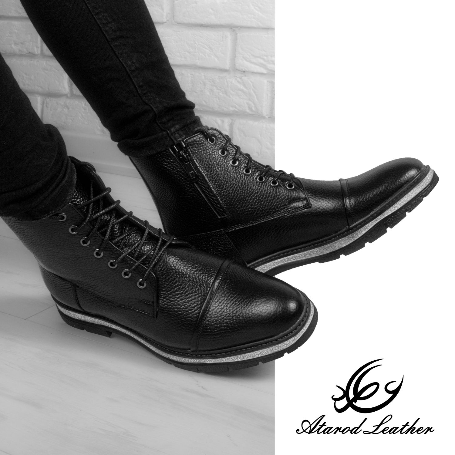 نیم بوت مردانه چرم عطارد مدل چرم طبیعی کد SH15 -  - 27