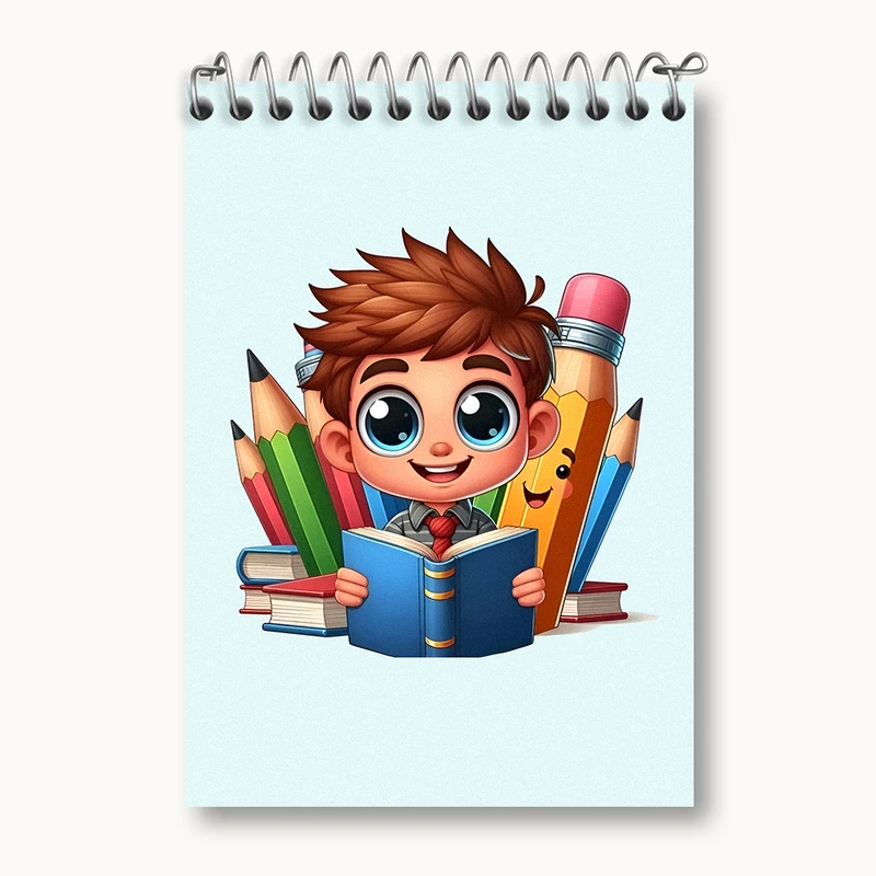 دفتر یادداشت 50 برگ خندالو طرح پسر دانش آموز کد N5605
