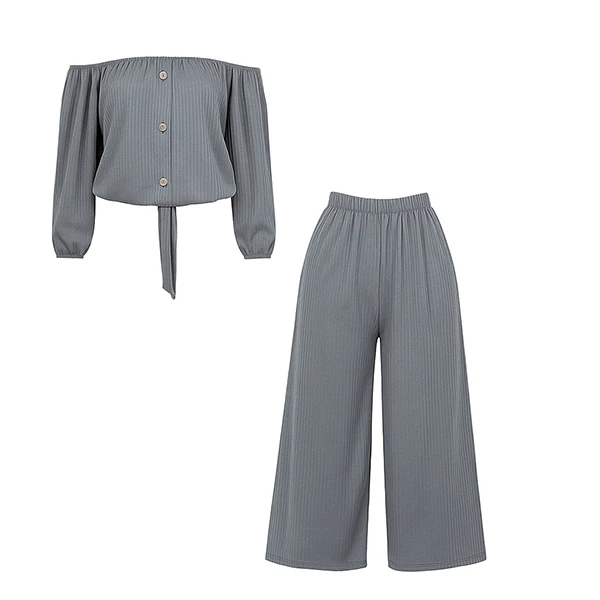 ست نیم‌تنه و شلوار زنانه مدل تابستانه 