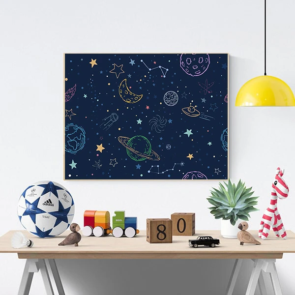 استیکر و تابلو کودک و نوزاد مدل دکوراتیو طرح فضا کد 0623