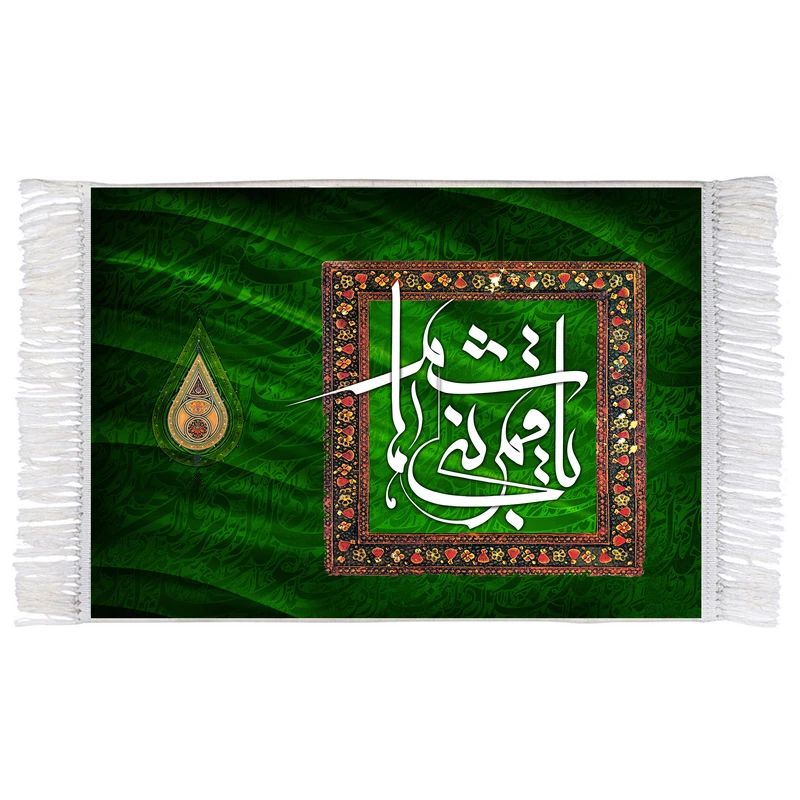 فرش ماشینی دیوارکوب اطلس آبی مدل یا قمر بنی هاشم کد T4622
