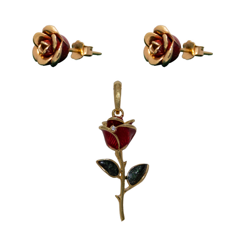 نیم ست طلا 18 عیار زنانه گالری طلا و جواهرات ژاو مدل رز