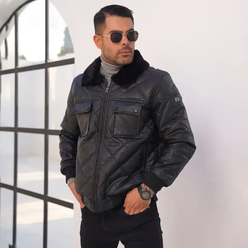 کت چرم مردانه مدل چرم لوزی