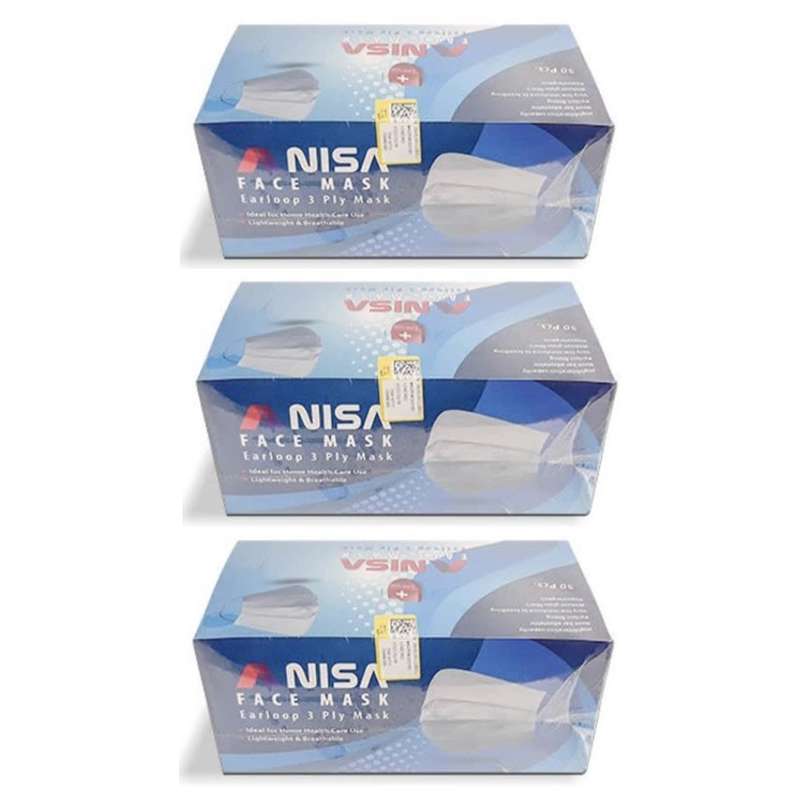 ماسک تنفسی آنیسا مدل سه لایه پزشکی مجموعه 150 عددی