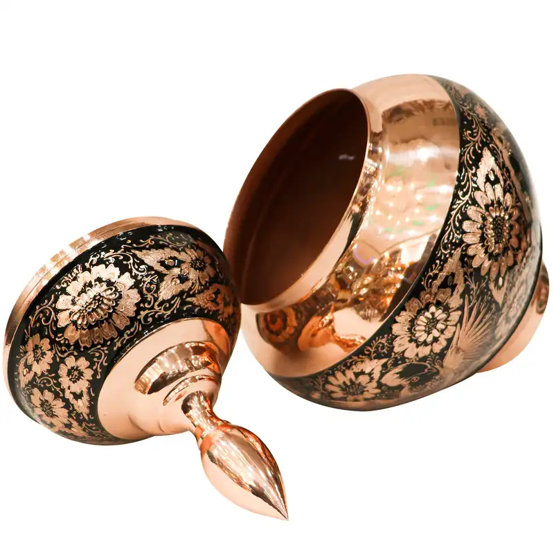 شکلات خوری مسی مدل الماس تراش طرح سیبی نیمه تراش کد B33p21