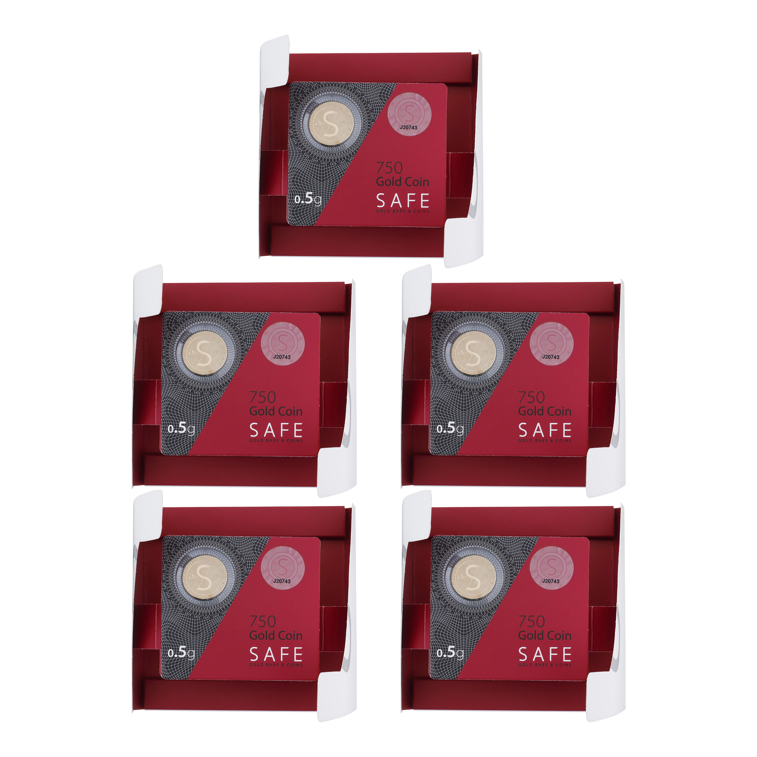 شمش طلا 18 عیار طلای سیف مدل H5.5 مجموعه 5 عددی