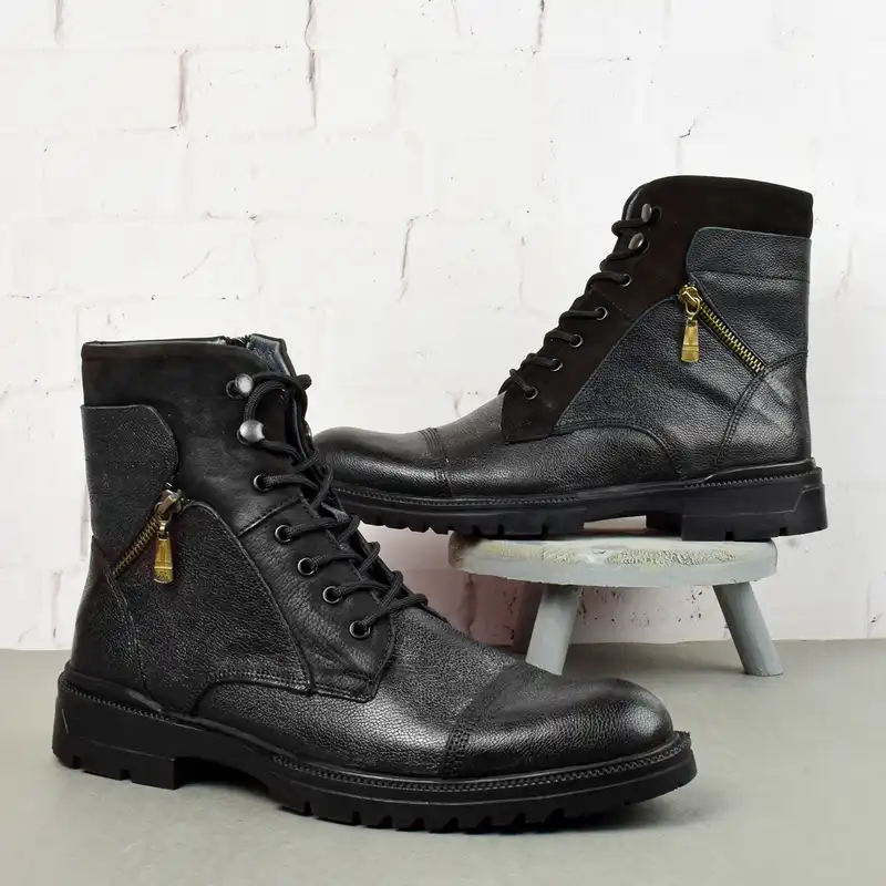 نیم بوت مردانه مدل چرم طبیعی بلنزا استراکچر BK.1836