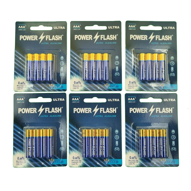 باتری نیم قلمی پاورفلش مدل الترا آلکالاین بسته ۲۴ عددی