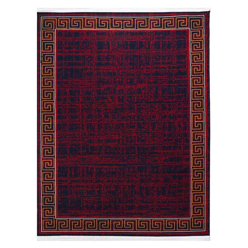 گلیم ماشینی دنیای فرش مدل ورساچ کد 1904 زمینه لاکی