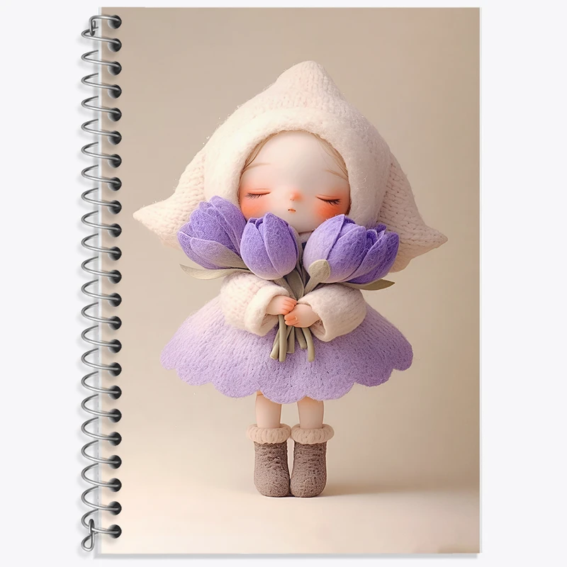 دفتر زبان 50 برگ خندالو مدل سه خط طرح دخترانه کیوت کد F5157