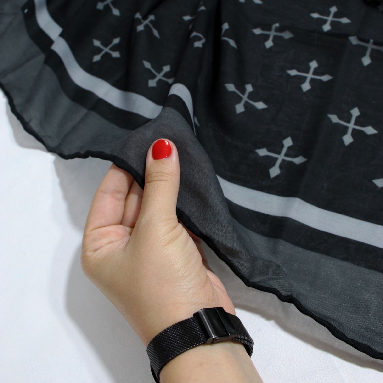 روسری زنانه مدل نخی خنک تابستانه محبوب با پترن ستاره کد ana-7096 -  - 16