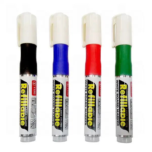 ماژیک وایت برد تیزو مدل قابل شارژ به همراه جوهر یدک شارژی بسته 12 عددی