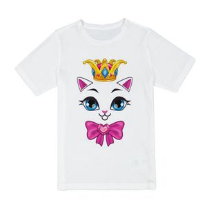 تی شرت آستین کوتاه دخترانه مدل cute cat کد  s BA59 رنگ سفید
