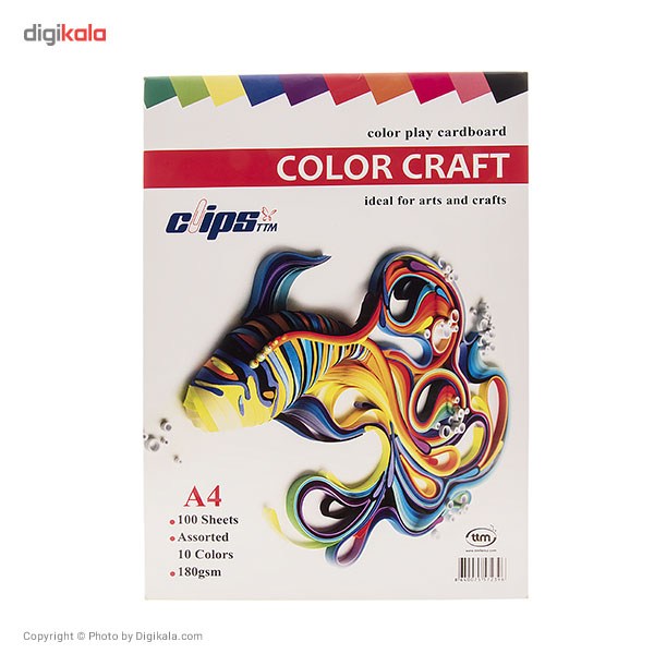 مقوای طراحی کلیپس مدل Color Craft سایز A4 - بسته 100 عددی