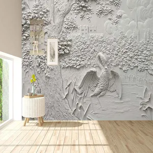 پوستر دیواری سه بعدی مدل منظره گچی درخت پرنده DVRF2302