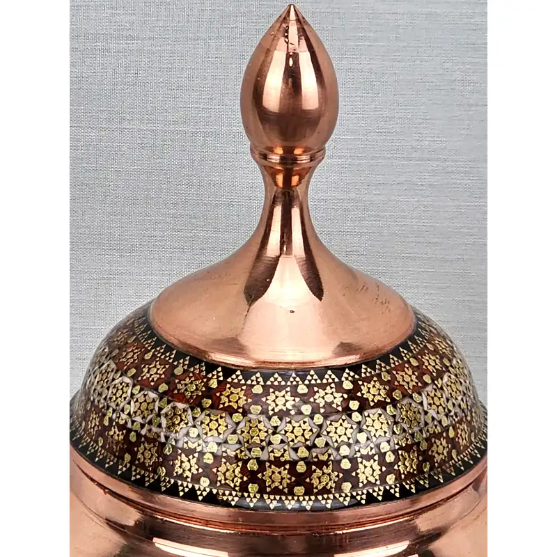 شکلات خوری خاتم کاری مسی مدل زرنگار کد Sh25