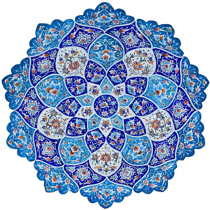 بشقاب میناکاری طرح گل و پرداز کد B20