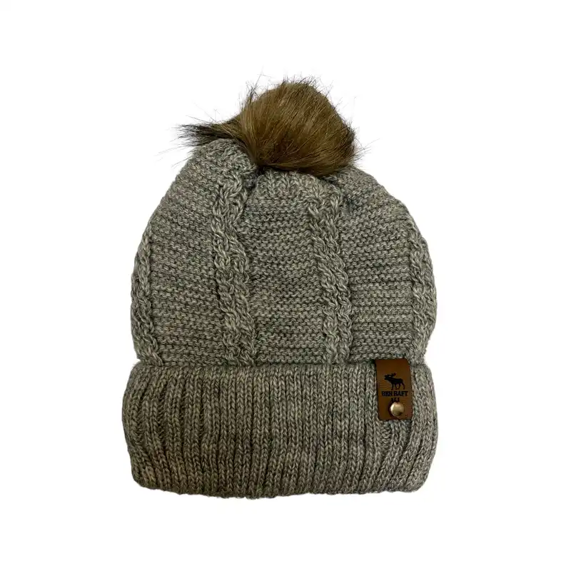 ست کلاه و شال گردن بافتنی بچگانه مدل داخل خز رنگ طوسی