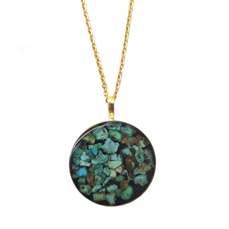 گردنبند زنانه مدل فیروزه رزینی